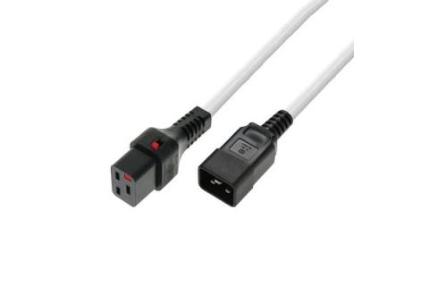 IEC LOCK C20 to C19 power cord White- 2 m