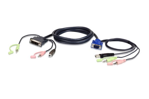 ATEN 2L-7DX2U CABLE KVM DVI/USB/Audio pour PC VGA/USB/Audio