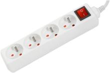 POWER STRIP- 4 Outlets + Switch 4 meter cable White