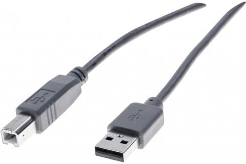 Cordon éco USB 2.0 type A /B gris - 1,8 m
