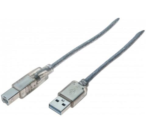 Cordon USB 2.0 type  A / B transparent - 1,8 m