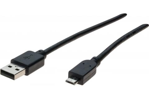 Cordon USB 2.0 type A / micro B noir - 5,0 m