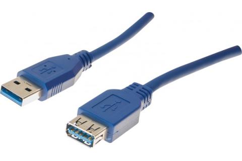 Rallonge USB 3.0 type A / A bleue - 1,0 m
