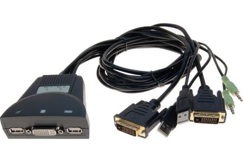 DEXLAN Switch KVM câbles intégrés DVI /USB/Audio 2 ports