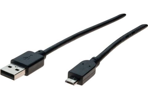 Cordon USB 2.0 type A / micro B noir - 2,0 m